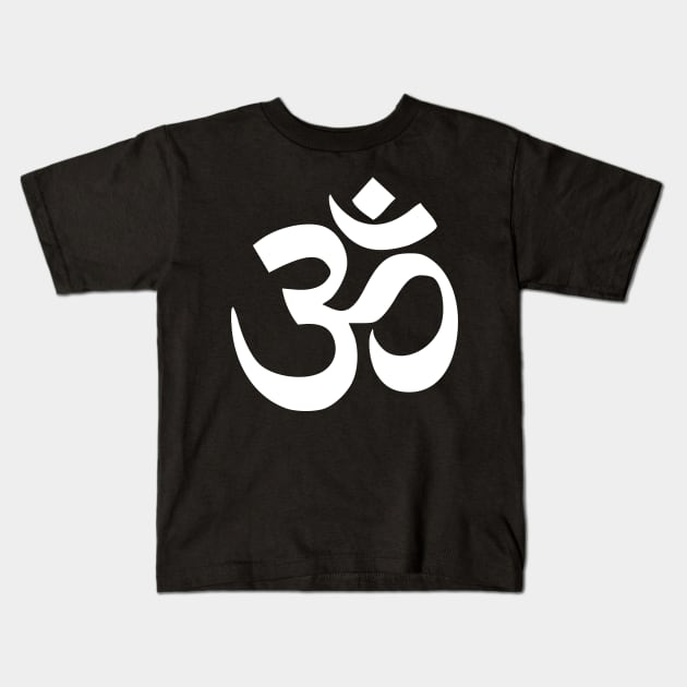 AUM (White) Kids T-Shirt by kaliyuga